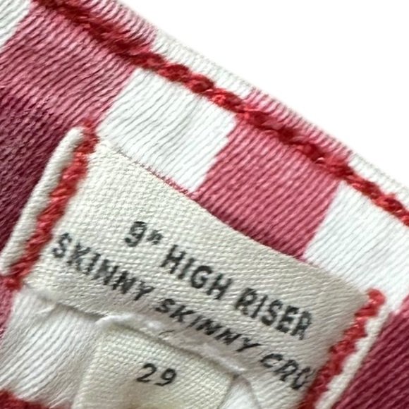 Madewell 9 in High Riser Skinny Skinny Crop Pants Red and White Size 29 - Picture 3 of 7
